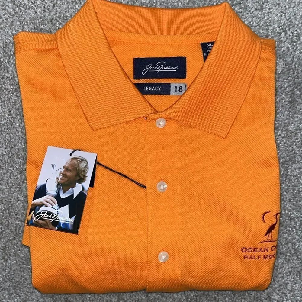 New Jack Nicklaus Orange Half Moon Bay Ocean Course Golf Polo Shirt XL Tall NWT